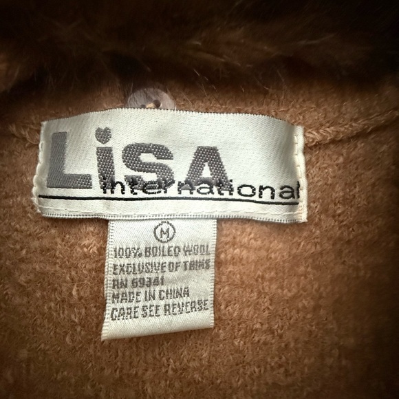 WOMENS Lisa International Tan Boiled Wool Vest Medium - Picture 4 of 7